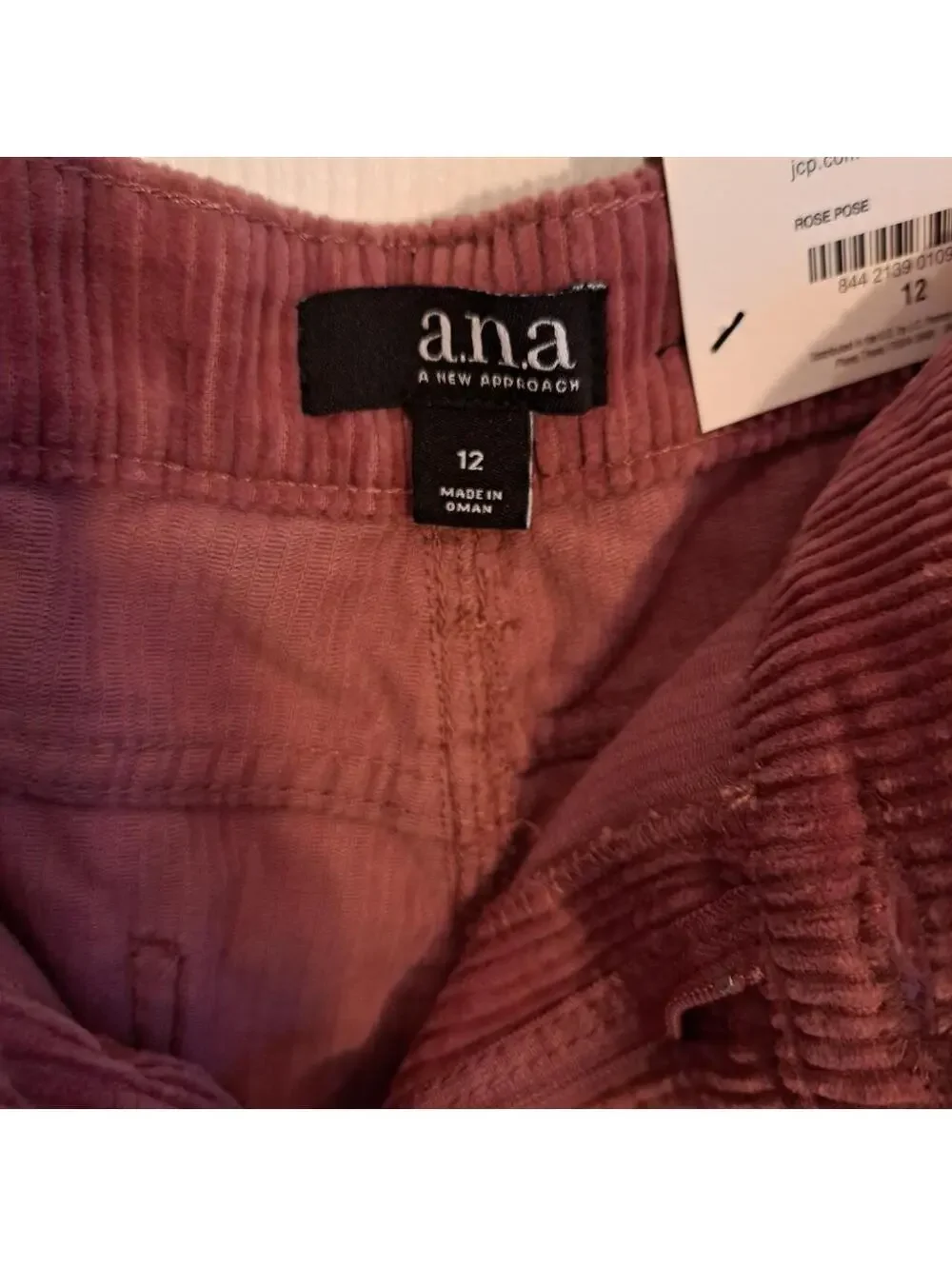 Oversized Pockets Wide Legged Corduroy Rose Size 12